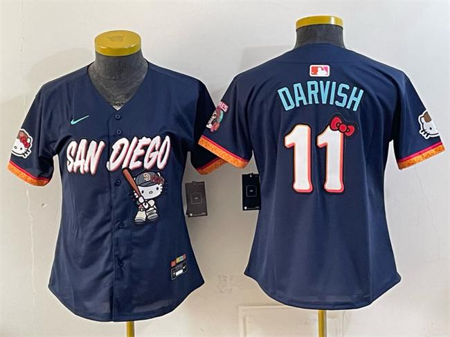 Youth San Diego Padres X Hello Kitty #11 Yu Darvish Obsidian 2026 City Connect Stadium Stitched Baseball Jersey