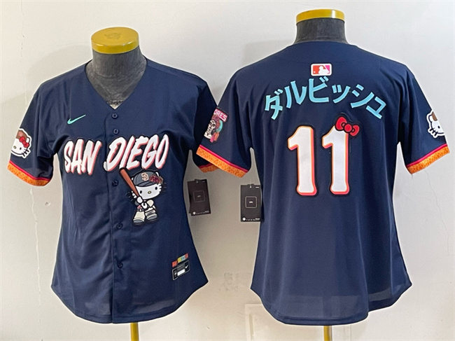 Youth San Diego Padres X Hello Kitty #11 ダルビッシュ Obsidian 2026 City Connect Stadium Stitched Baseball Jersey
