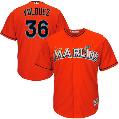 Marlins #36 Edinson Volquez Orange Cool Base Stitched Youth MLB Jersey