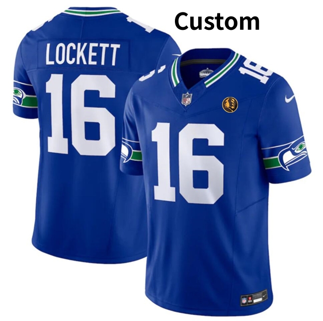 Custom Men's Seattle Seahawks Royal 2023 F.U.S.E. Throwback With John Madden Patch Vapor Limited Stitched Football Jersey Custom Men's Seattle Seahawks Royal 2023 F.U.S.E. Throwback With John Madden Patch Vapor Limited Stitched Football Jersey
