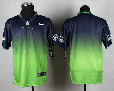 Nike Seahawks Blue And White Drift Fashion II Customized Jerseys