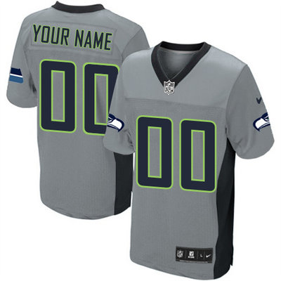 Nike Seattle Seahawks Customized Elite Grey Shadow Jerseys