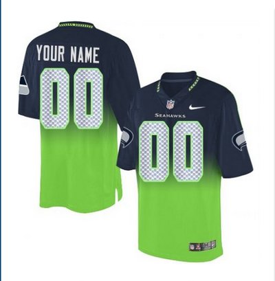 Men's Nike Seattle Seahawks Customized Elite NavyGreen Fadeaway NFL Jersey Men's Nike Seattle Seahawks Customized Elite NavyGreen Fadeaway NFL Jersey