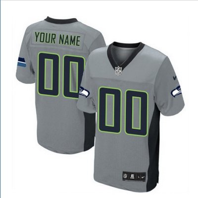Men's Nike Seattle Seahawks Customized Elite Grey Shadow NFL Jersey Men's Nike Seattle Seahawks Customized Elite Grey Shadow NFL Jersey