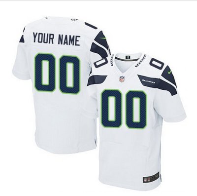 Men's Nike Seattle Seahawks Customized Elite White NFL Jersey