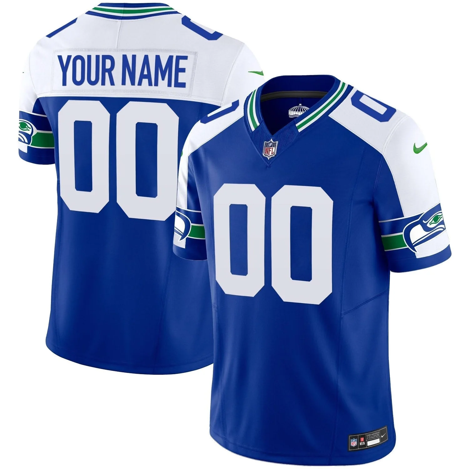 Custom Men's Seattle Seahawks Royal 2023 F.U.S.E. Throwback Jersey Custom Men's Seattle Seahawks Royal 2023 F.U.S.E. Throwback Jersey