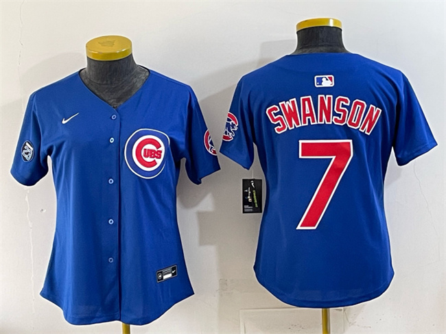 Women's Chicago Cubs #7 Dansby Swanson Royal 'Ryne Sandberg Tribute' Vapor Limited V2 Stitched Baseball Jersey(Run Small) Women's Chicago Cubs #7 Dansby Swanson Royal 'Ryne Sandberg Tribute' Vapor Limited V2 Stitched Baseball Jersey(Run Small)