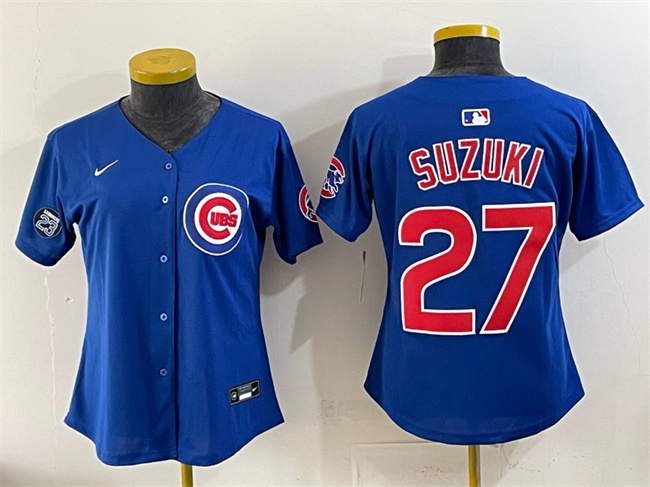 Women's Chicago Cubs #27 Seiya Suzuki Royal 'Ryne Sandberg Tribute' Vapor Limited V2 Stitched Baseball Jersey(Run Small) Women's Chicago Cubs #27 Seiya Suzuki Royal 'Ryne Sandberg Tribute' Vapor Limited V2 Stitched Baseball Jersey(Run Small)