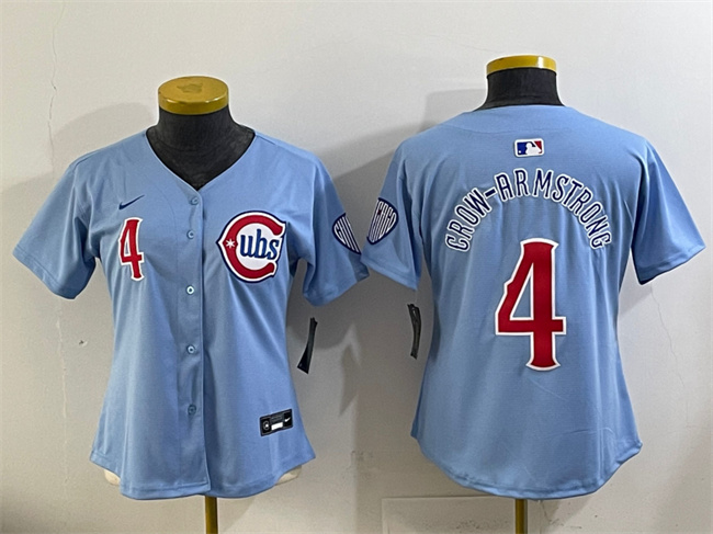 Women's Chicago Cubs #4 Pete Crow-Armstrong Blue 2024 25 2nd Alternatemited Stitched Baseball Jersey(Run Small) Women's Chicago Cubs #4 Pete Crow-Armstrong Blue 2024 25 2nd Alternatemited Stitched Baseball Jersey(Run Small)
