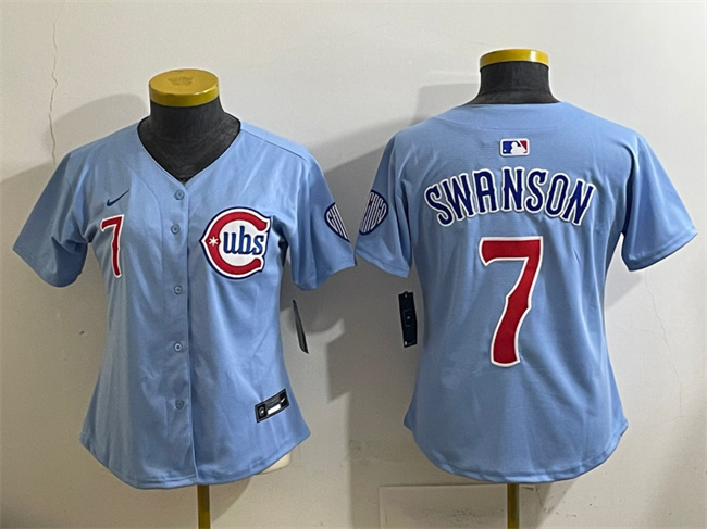 Women's Chicago Cubs #7 Dansby Swanson Blue 2024 25 2nd Alternatemited Stitched Baseball Jersey(Run Small) Women's Chicago Cubs #7 Dansby Swanson Blue 2024 25 2nd Alternatemited Stitched Baseball Jersey(Run Small)