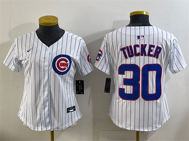 Women's Chicago Cubs #30 Kyle Tucker White Home Limited Stitched Baseball Jersey(Run Small) Women's Chicago Cubs #30 Kyle Tucker White Home Limited Stitched Baseball Jersey(Run Small)