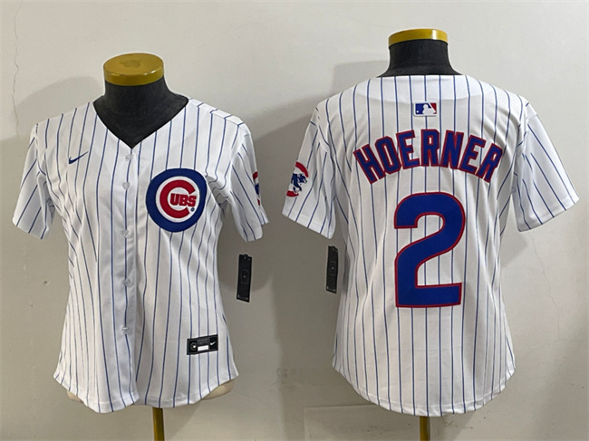 Women's Chicago Cubs #2 Nico Hoerner White Home Limited Stitched Jersey Women's Chicago Cubs #2 Nico Hoerner White Home Limited Stitched Jersey