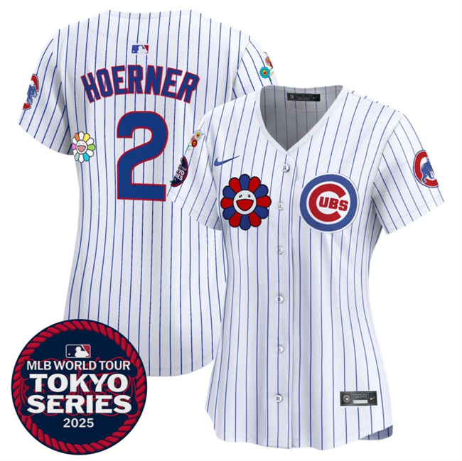 Women's Chicago Cubs #2 Nico Hoerner White 2025 Tokyo Series Limited Stitched Baseball Jersey(Run Small) Women's Chicago Cubs #2 Nico Hoerner White 2025 Tokyo Series Limited Stitched Baseball Jersey(Run Small)