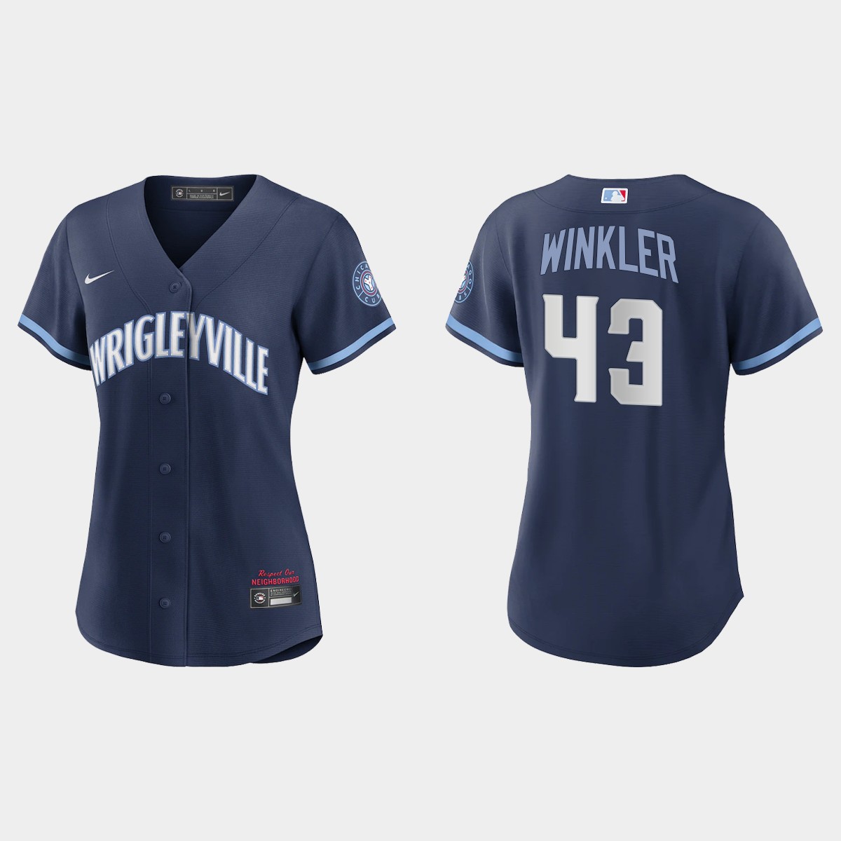 Chicago Cubs #43 Dan Winkler Women's Nike 2021 City Connect Navy MLB Jersey Chicago Cubs #43 Dan Winkler Women's Nike 2021 City Connect Navy MLB Jersey
