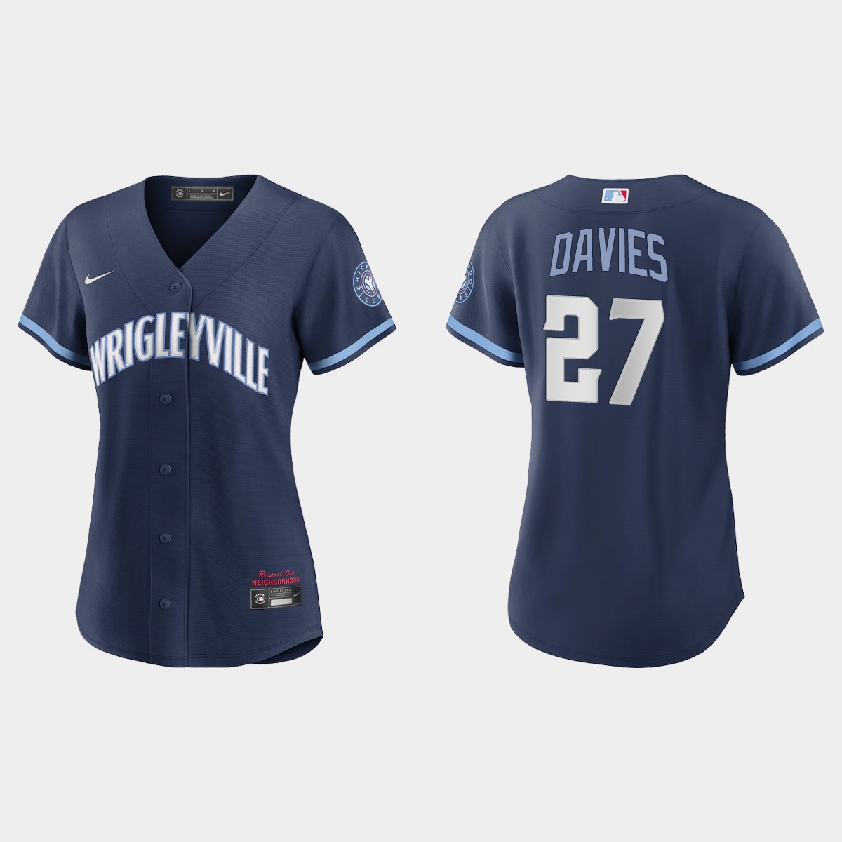 Chicago Cubs #27 Zach Davies Women's Nike 2021 City Connect Navy MLB Jersey Chicago Cubs #27 Zach Davies Women's Nike 2021 City Connect Navy MLB Jersey