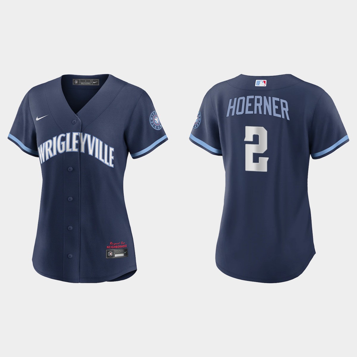 Chicago Cubs #2 Nico Hoerner Women's Nike 2021 City Connect Navy MLB Jersey Chicago Cubs #2 Nico Hoerner Women's Nike 2021 City Connect Navy MLB Jersey