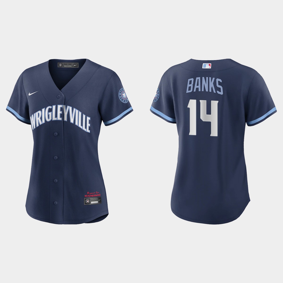 Chicago Cubs #14 Ernie Banks Women's Nike 2021 City Connect Navy MLB Jersey Chicago Cubs #14 Ernie Banks Women's Nike 2021 City Connect Navy MLB Jersey