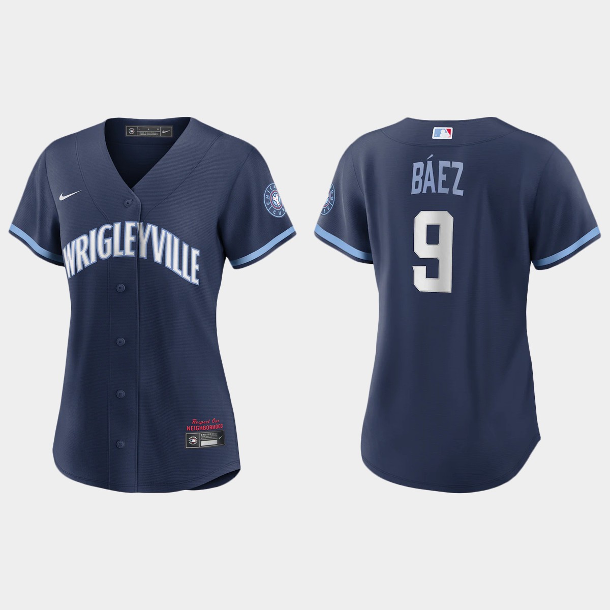 Chicago Cubs #9 Javier Baez Women's Nike 2021 City Connect Navy MLB Jersey Chicago Cubs #9 Javier Baez Women's Nike 2021 City Connect Navy MLB Jersey