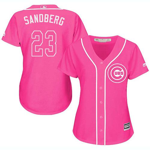 Cubs #23 Ryne Sandberg Pink Fashion Women's Stitched MLB Jersey Cubs #23 Ryne Sandberg Pink Fashion Women's Stitched MLB Jersey