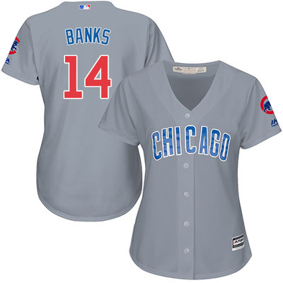 Cubs #14 Ernie Banks Grey Road Women's Stitched MLB Jersey Cubs #14 Ernie Banks Grey Road Women's Stitched MLB Jersey