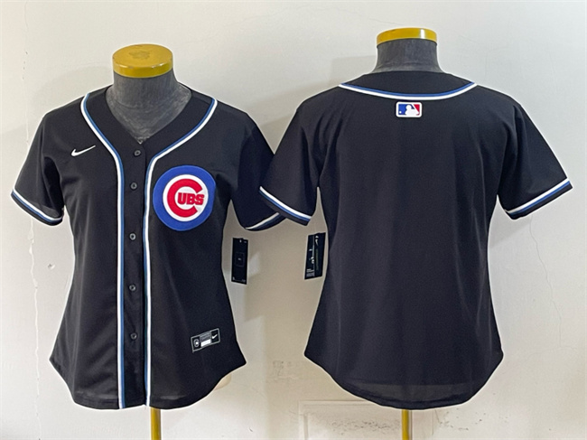 Women's Chicago Cubs 2026 Fashion Replica Black Out Stitched Baseball Jersey(Run Small) Women's Chicago Cubs 2026 Fashion Replica Black Out Stitched Baseball Jersey(Run Small)