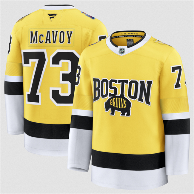 Men's Boston Bruins #73 Charlie McAvoy Gold 2026 Stadium Series Stitched Hockey Jersey Men's Boston Bruins #73 Charlie McAvoy Gold 2026 Stadium Series Stitched Hockey Jersey
