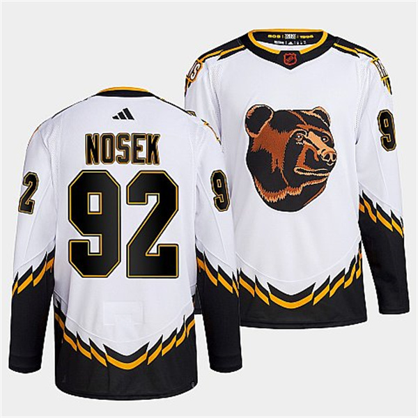 Men's Boston Bruins #92 Tomas Nosek White 2022 Reverse Retro Stitched Jersey Men's Boston Bruins #92 Tomas Nosek White 2022 Reverse Retro Stitched Jersey