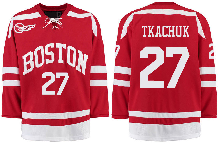 Boston University Terriers BU 27 Brady Tkachuk Red Stitched Hockey Jersey Boston University Terriers BU 27 Brady Tkachuk Red Stitched Hockey Jersey