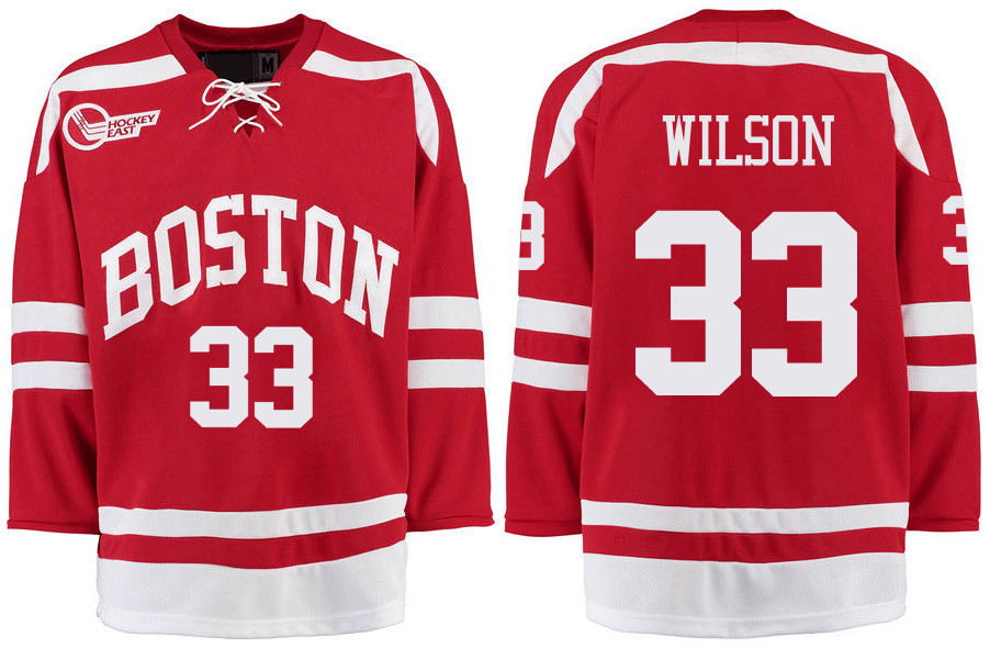 Boston University Terriers BU 33 Colin Wilson Red Stitched Hockey Jersey Boston University Terriers BU 33 Colin Wilson Red Stitched Hockey Jersey