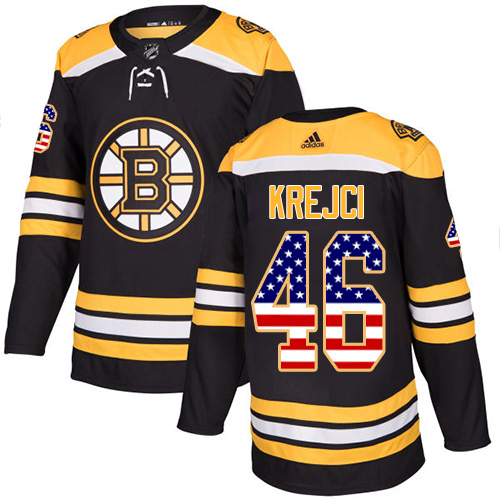 Adidas Bruins #46 David Krejci Black Home Authentic USA Flag Stitched NHL Jersey Adidas Bruins #46 David Krejci Black Home Authentic USA Flag Stitched NHL Jersey