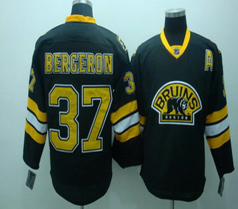 Boston Bruins 37 Patrice Bergeron Black Jerseys With A Patch Boston Bruins 37 Patrice Bergeron Black Jerseys With A Patch