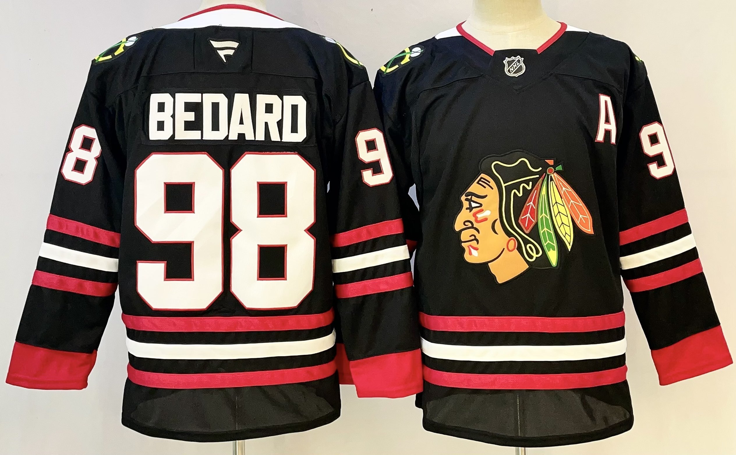 Men's Chicago Blackhawks #98 Connor Bedard Black Stitched Hockey Jersey