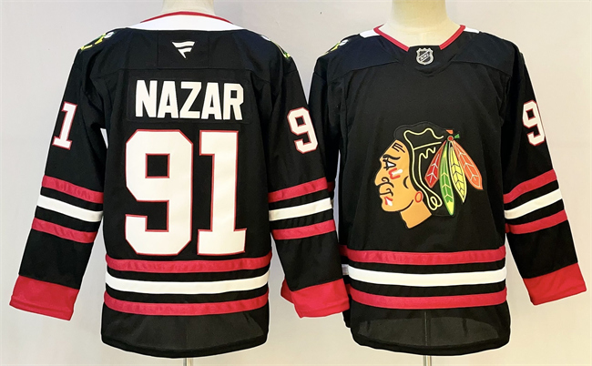 Men's Chicago Blackhawks #91 FRANK NAZAR Black Stitched Hockey Jersey Men's Chicago Blackhawks #91 FRANK NAZAR Black Stitched Hockey Jersey