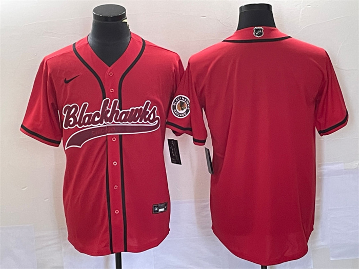 Men's Chicago Blackhawks Blank Red Cool Base Stitched Baseball Jersey Men's Chicago Blackhawks Blank Red Cool Base Stitched Baseball Jersey