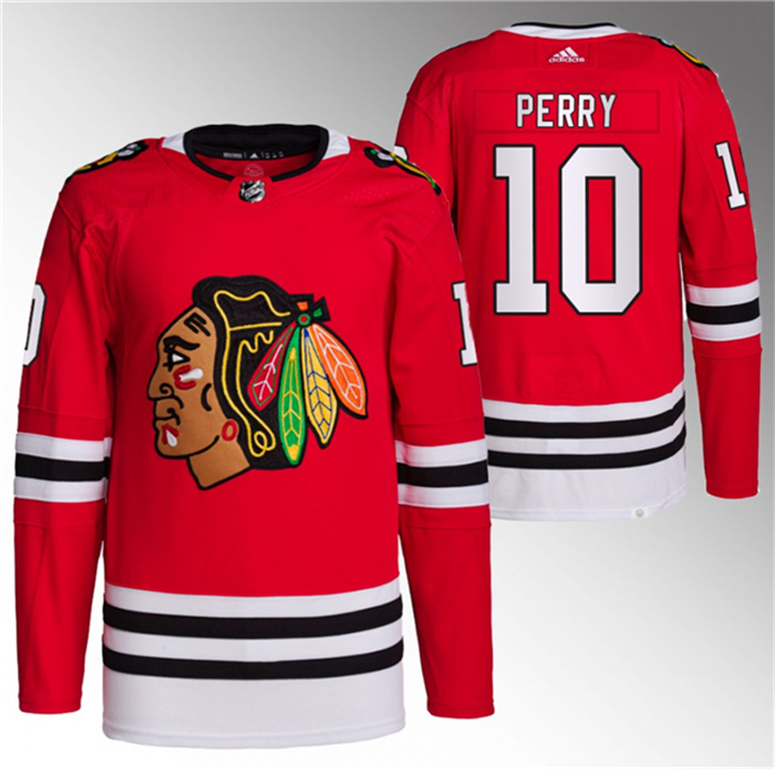 Men's Chicago Blackhawks #10 Corey Perry Red Stitched Hockey Jersey Men's Chicago Blackhawks #10 Corey Perry Red Stitched Hockey Jersey