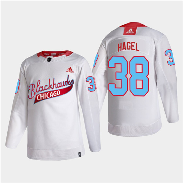 Men's Chicago Blackhawks #38 Brandon Hagel 2022 Community Night White Stitched Jersey Men's Chicago Blackhawks #38 Brandon Hagel 2022 Community Night White Stitched Jersey