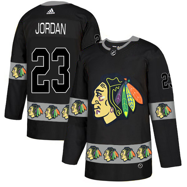 Blackhawks 23 Michael Jordan Black Team Logos Fashion Adidas Jersey Blackhawks 23 Michael Jordan Black Team Logos Fashion Adidas Jersey