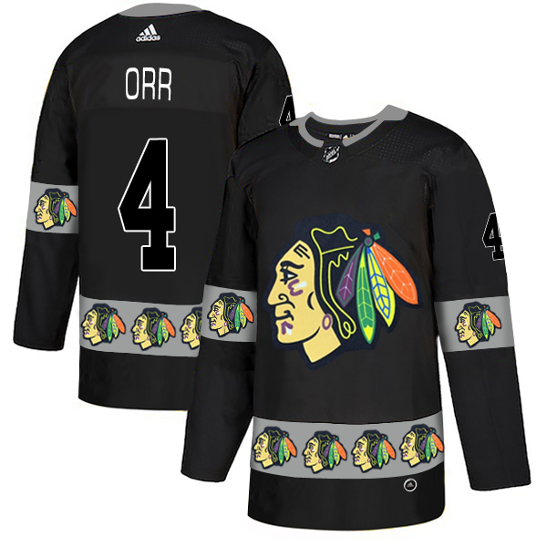 Blackhawks 4 Bobby Orr Black Team Logos Fashion Adidas Jersey Blackhawks 4 Bobby Orr Black Team Logos Fashion Adidas Jersey