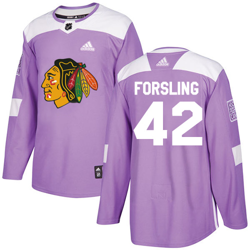 Adidas Blackhawks #42 Gustav Forsling Purple Authentic Fights Cancer Stitched NHL Jersey Adidas Blackhawks #42 Gustav Forsling Purple Authentic Fights Cancer Stitched NHL Jersey