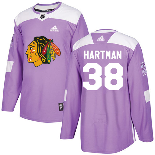 Adidas Blackhawks #38 Ryan Hartman Purple Authentic Fights Cancer Stitched NHL Jersey Adidas Blackhawks #38 Ryan Hartman Purple Authentic Fights Cancer Stitched NHL Jersey