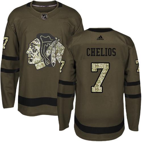 Adidas Blackhawks #7 Chris Chelios Green Salute to Service Stitched NHL Jersey Adidas Blackhawks #7 Chris Chelios Green Salute to Service Stitched NHL Jersey