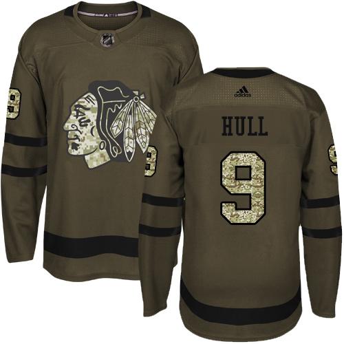 Adidas Blackhawks #9 Bobby Hull Green Salute to Service Stitched NHL Jersey Adidas Blackhawks #9 Bobby Hull Green Salute to Service Stitched NHL Jersey