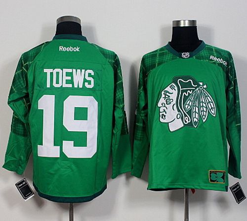 Blackhawks #19 Jonathan Toews Green St. Patrick's Day New Stitched NHL Jersey Blackhawks #19 Jonathan Toews Green St. Patrick's Day New Stitched NHL Jersey