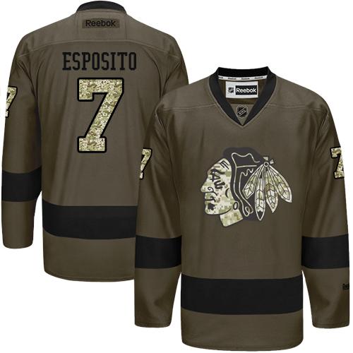 Blackhawks #7 Tony Esposito Green Salute to Service Stitched NHL Jersey Blackhawks #7 Tony Esposito Green Salute to Service Stitched NHL Jersey