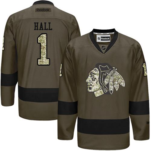 Blackhawks #1 Glenn Hall Green Salute to Service Stitched NHL Jersey Blackhawks #1 Glenn Hall Green Salute to Service Stitched NHL Jersey