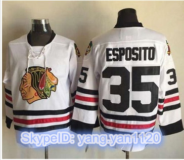 Chicago Blackhawks #35 Tony Esposito White CCM Throwback Stitched NHL Jersey
