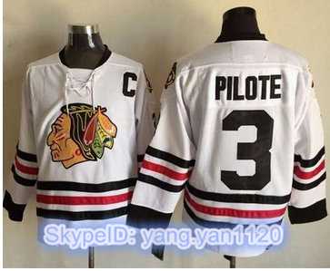 Chicago Blackhawks #3 Pierre Pilote White CCM Throwback Stitched NHL Jersey Chicago Blackhawks #3 Pierre Pilote White CCM Throwback Stitched NHL Jersey