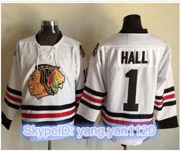 Chicago Blackhawks #1 Glenn Hall White CCM Throwback Stitched NHL Jersey Chicago Blackhawks #1 Glenn Hall White CCM Throwback Stitched NHL Jersey