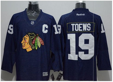 Chicago Blackhawks #19 Jonathan Toews Navy Blue Denim Stitched NHL Jersey Chicago Blackhawks #19 Jonathan Toews Navy Blue Denim Stitched NHL Jersey