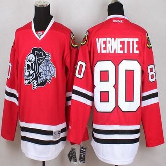 Chicago Blackhawks #80 Antoine Vermette Red(White Skull) Stitched NHL Jersey Chicago Blackhawks #80 Antoine Vermette Red(White Skull) Stitched NHL Jersey